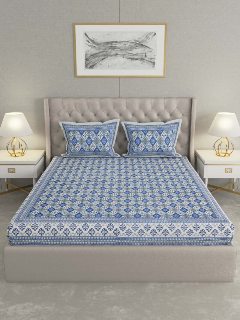 Peacock Blue King Size Bedsheet