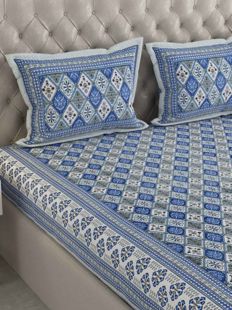 Peacock Blue King Size Bedsheet - Image 3