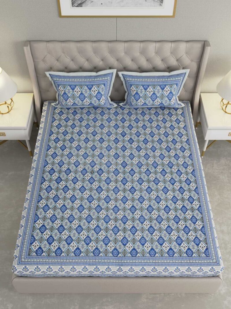 Peacock Blue King Size Bedsheet - Image 4