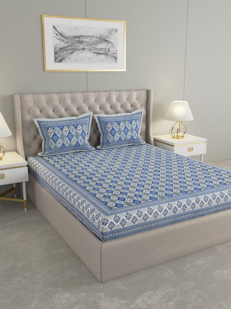 Peacock Blue King Size Bedsheet - Image 2