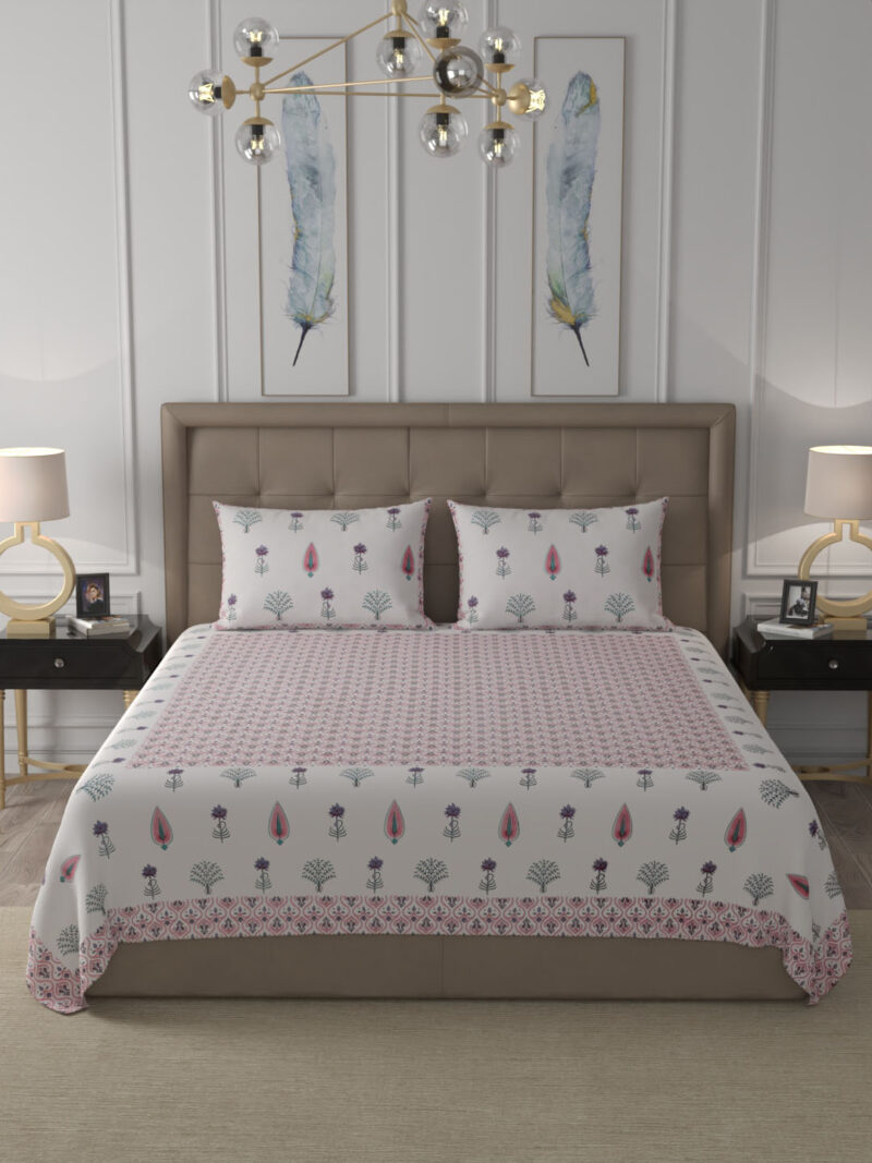 Chines Purple Premium King Size Bedsheet