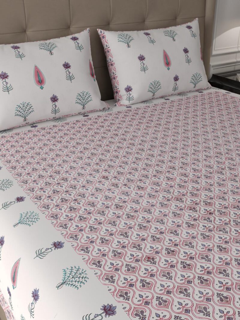 Chines Purple Premium King Size Bedsheet - Image 2