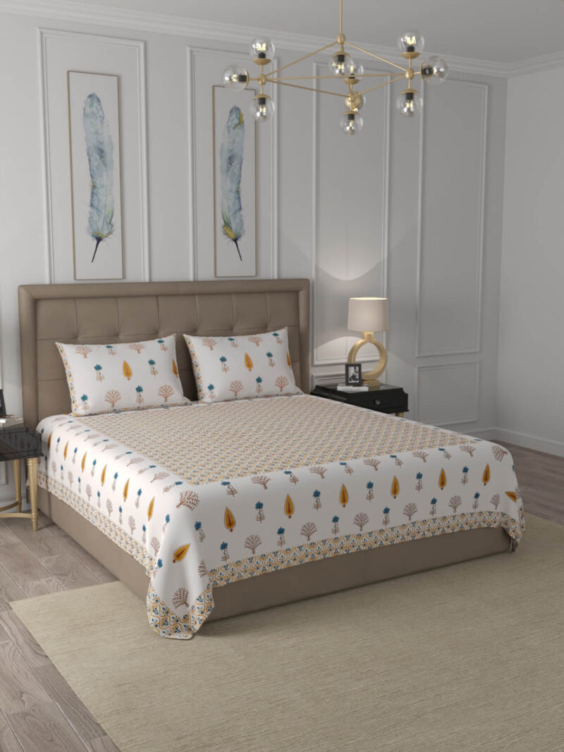 Pastel Orange Premium King Size Bedsheet - Image 3
