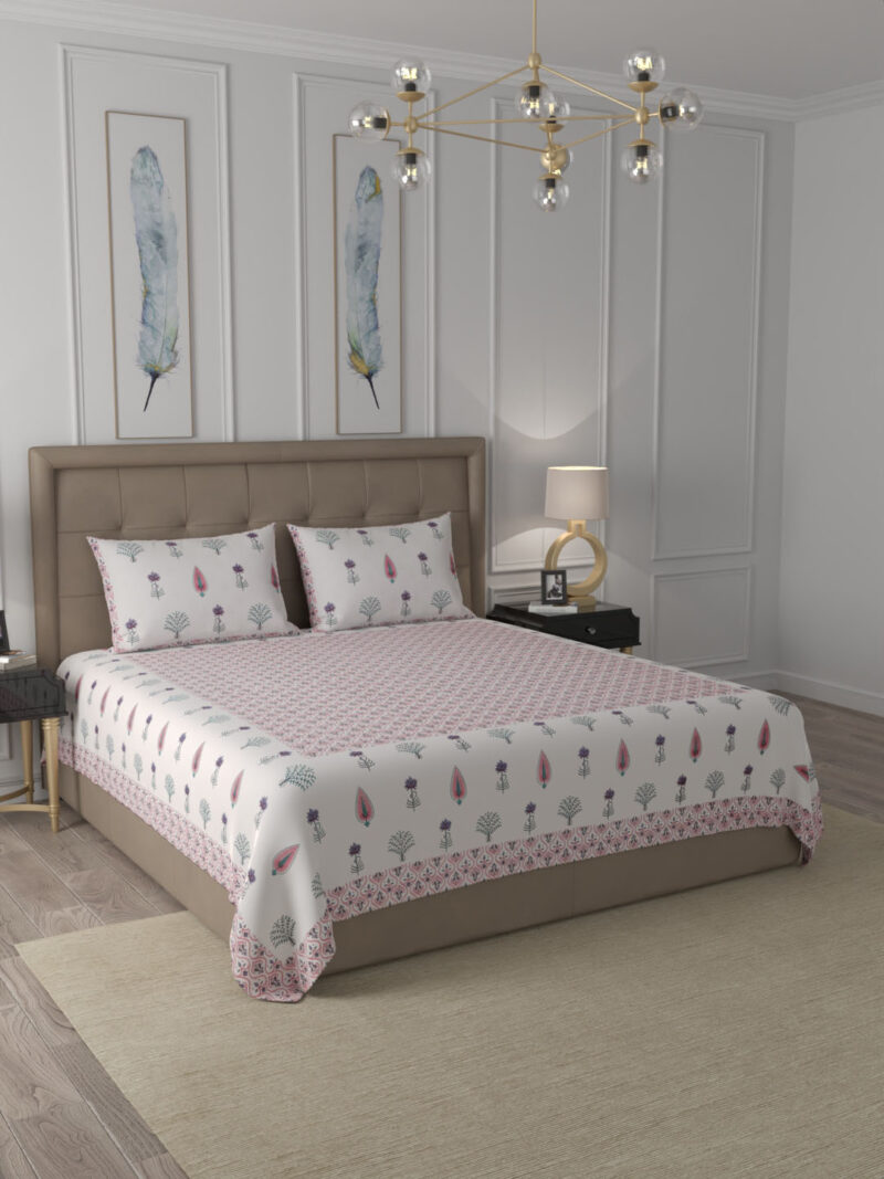 Chines Purple Premium King Size Bedsheet - Image 3