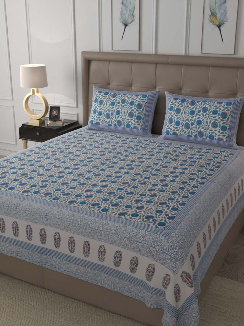 Light Turquoise Premium King Size Bedsheet - Image 3