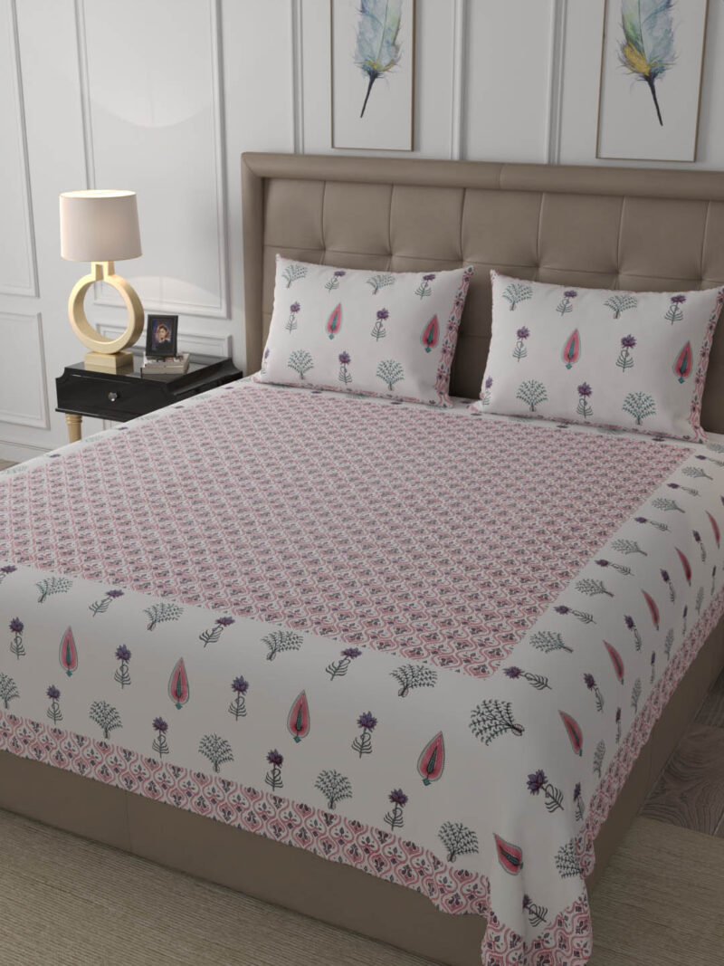 Chines Purple Premium King Size Bedsheet - Image 4